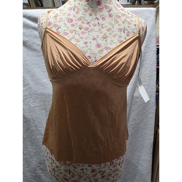 Felina Tops - Vintage Y2K Romantic NWT Felina Tan V-Neck Sexy Camisole Top Adjustable Straps M